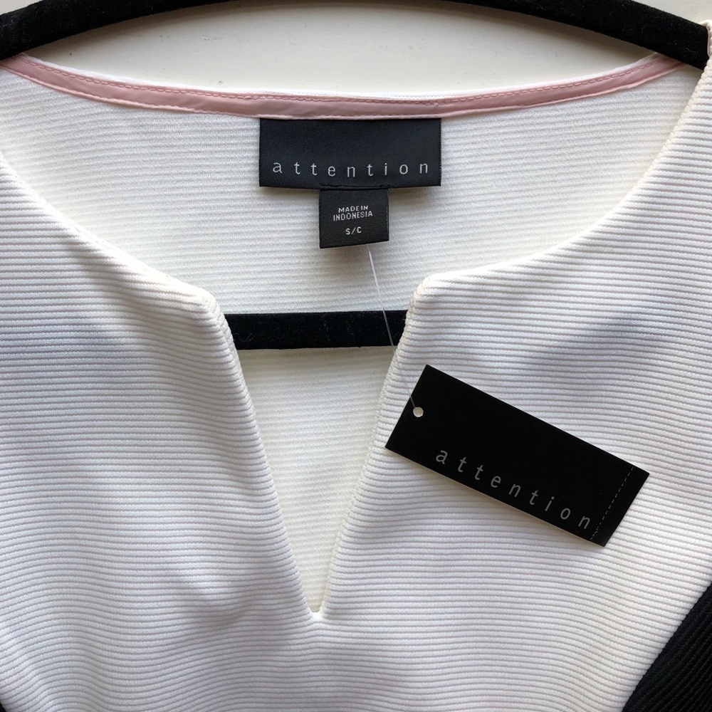 White & black medium length dress